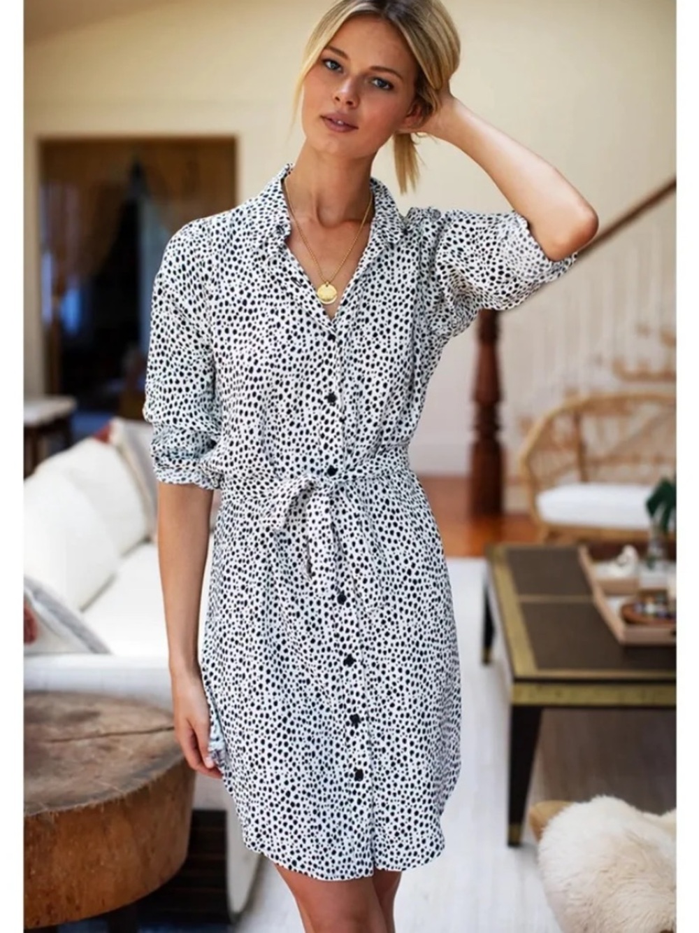 Emerson Fry Button Front Shirtdress Cheetah Print